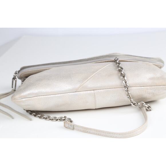 Hobo International Jessa Metallic Gray Leather Convertible Shoulder Bag Clutch - Picture 3 of 10